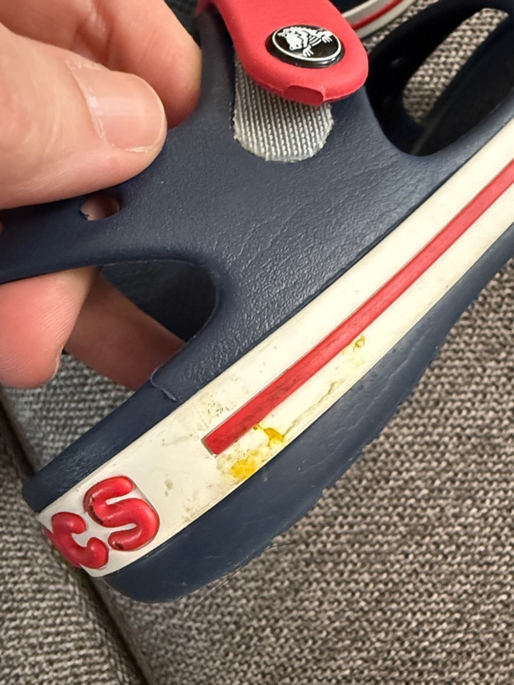 Crocs Crocband Toddler Boy Sandals Navy Red 12 C Used - Picture 11 of 12
